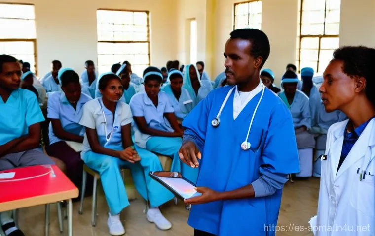 소말리아의 주요 병원 - **Prompt:** A heartwarming scene within the maternal and child health ward of the Bay Regional Hospi...