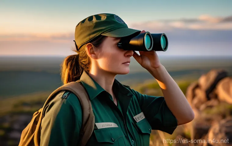 소말리아의 코뿔소 보호 운동 - A majestic, adult white rhinoceros stands alert in the vast, sun-drenched African savanna at dawn. I...