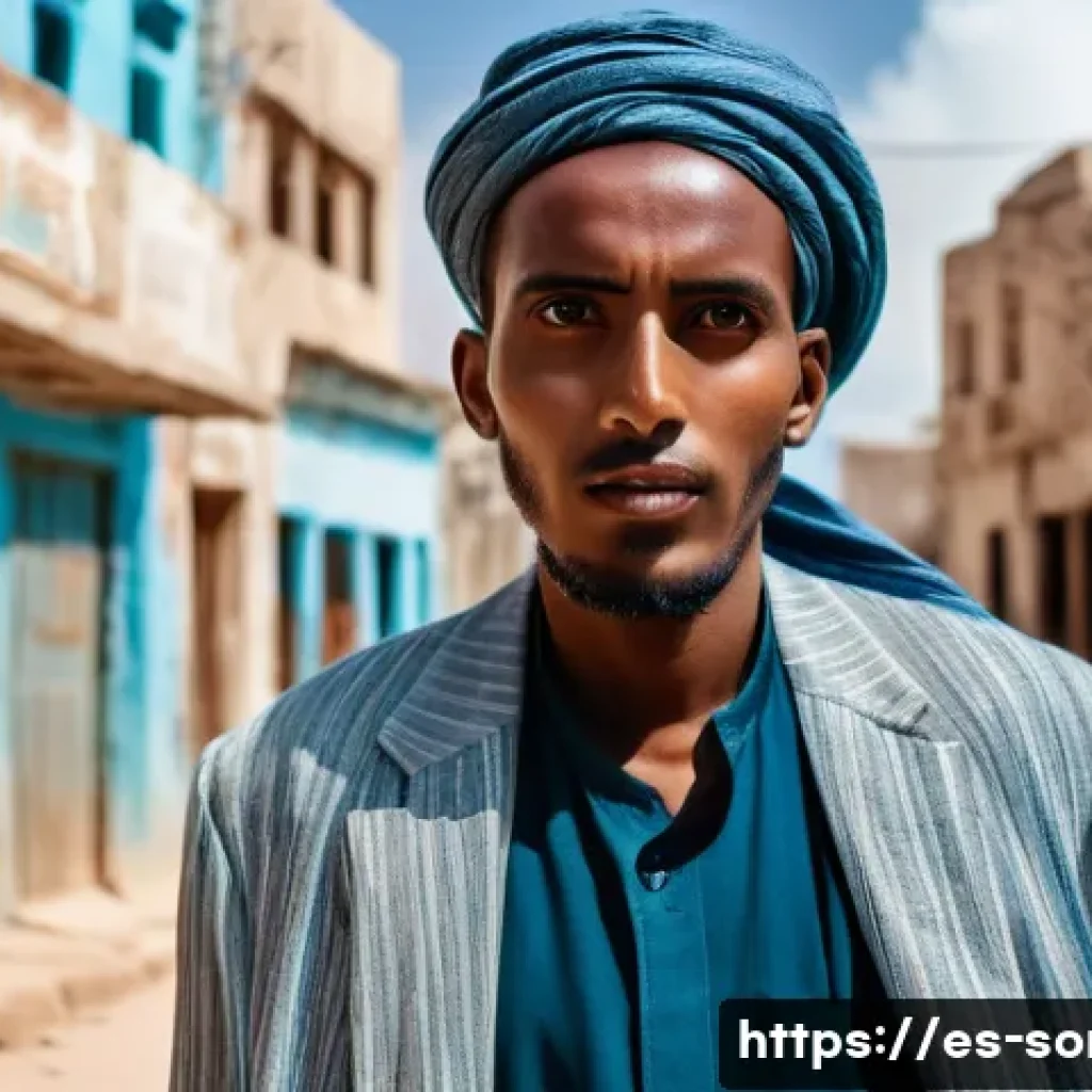 소말리아의 유명 배우 - A portrait of a Somali actor in traditional Mogadishu street setting, wearing modest modern clothing...