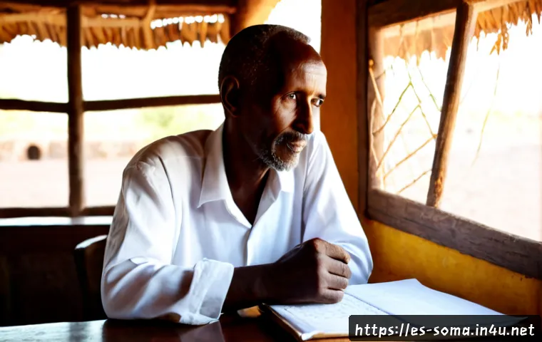 Home 30 소말리아의 유명 시인 - Photorealistic portrait of a celebrated Somali poet, dignified elderly man in a crisp white shirt an...